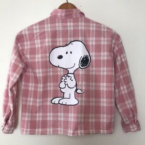 Zara Peanuts | 100% Cotton Plaid Button Down Tie Front Shirt, 9 Years Girls Pink